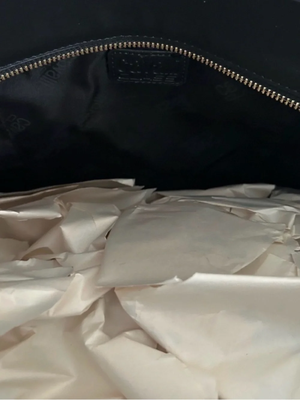 NWT Cavalli Class Sandra Shopper Tote Bag Black Deboss with Gold Hardware - Picture 6 of 13